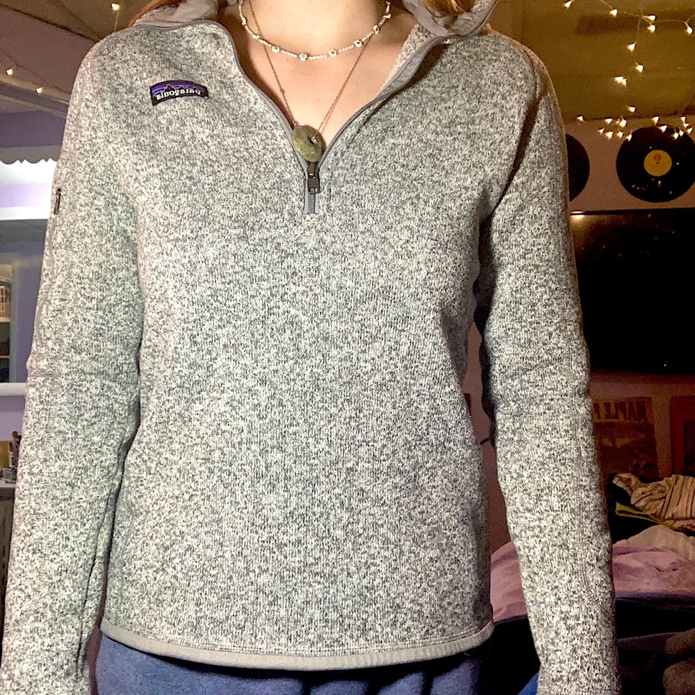 Grey women’s Patagonia quarter zip sweater